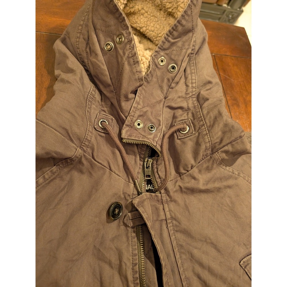 Superdry International Mens Military Parka Faux Fur Hood Button Zip Size 2XL - Picture 5 of 10